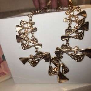 Fashion Gold-Tone Sculptural Bib Necklace - Women Jewelry